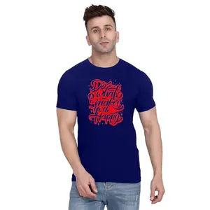 ALLEN BLACK Men's Round Neck T-Shirt, (AB_ T-Shirt_ S_7851_BZR) Navy