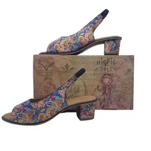 HIPPIE TOES Motif Multicolor high heel Women's Sandal Handcrafted PU Leather Footwear (Multicolor, numeric_5)