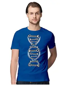 ALLEN BLACK Men's Regular Fit T-Shirt DNA of Mechanic 100% Cotton T-Shirt Royal Blue_MECHDNAA-Royal Blue 5XL Men Round_