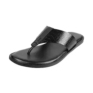 Metro Men's Black Casual Faux Leather Everyday Stylish Slippers UK/6 EU/40 (16-690)