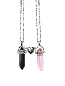 SV Magnetic Couple Matching Split Heart Necklace Crystal Mutual Attraction Pendant Best Friends Friendship Jewelry Gift
