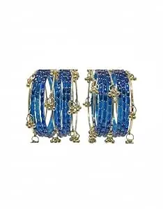 BANGLESKART Kashmiri Ghangharoo Glass Bangle Set for Women| Light Weight Bangles | Traditional Transparent Fancy Glass Chudi Set for Wedding, Party(Set Of 18)