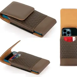 WHITBULL Leather Protective Phone Pouch Case with Card Slot Compatible for Narzo 10 / Narzo 10A / X50m 5G / Realme 6i / Realme 6 Pro/Realme 6 / C3 (Brown)