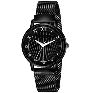 GANESH TIME Women Quartz Watch with Analogue Display and Leather Strap (Band Color: Black) (Dialer Color: Black)