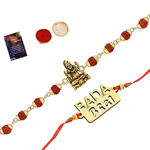 Rakhi Rudraksh With Exclusive Bhaiya Rakhi " BADA BHAI" With Roli Chawal And Greeting Card -126