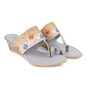 JM LOOKS Embroidered Wedge Sandals: Trendy Comfort for Women & Girls