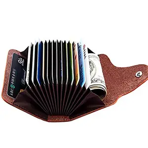 Stealodeal Exclusive Brown Leather Wallet 15 Slot Card Holder for Men & Women
