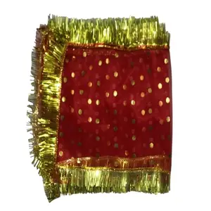 SkyWins MATA Chunri/Chunni/Devi Maa Chunri/Durga Devi Chunri/Laxmi Mata Chunri With Golden Embroidery Lace Work For Navaratri & Diwali Pooja & Various Hindu Pooja/Puja Dress 3 Pack sw29