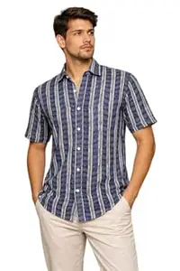 Printvaas Stylish Mens Cotton Regular Fit Half Sleeve Collared Printed Shirt | Lightweight & Breathable Fbaric | Button Down Shirt for Mens & Boys