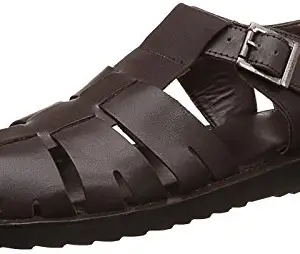 Carlton London Men's Pervis Brown Leather Sandals and Floaters - 9 UK/India (43 EU)