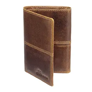 Hasan Men & Women Genuine Leather Brown RFID Wallet (8 Card Slots)