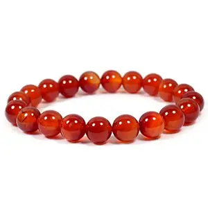 Crystu Carnelian Bracelet Crystal Stone Bracelet 10 mm Round Beads for Reiki Healing and Crystal Healing Stones (Color : Red)