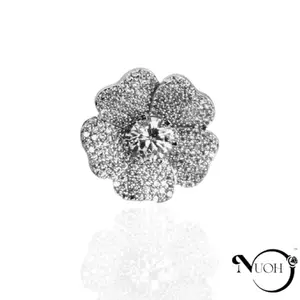 NUOH Flower Solitaire Cocktail Embrace Leaf Ring | Adjustable | Symbol of Enduring Love and Elegance | Perfect Gifts for Girlfriend, Women | Girls | with a Certificate of Authenticity