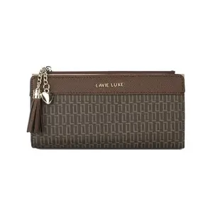 Lavie Lx Mono Synthetic Zipper Closure Women's Wallet (Chocolate, Large)
