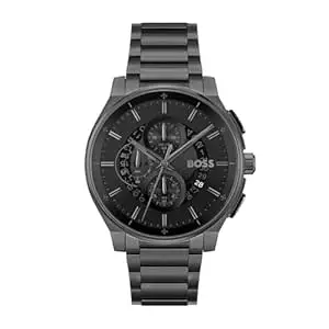 BOSS Peak 2.0 Qtz Chrono Black Round Dial Men's Watch|Stainless Steel Material|Black Color Band - 1514192