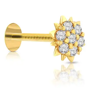 GEHLOT ; OneStep Towards Online Gold Plated Nose Pin Stone Design | Style17 | Yellow Gold Nose Pin Stud | Diamond Piercing Nose Stud For Women and Girls