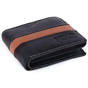 YADASS RFID Protected Leather Bi-fold Wallet for Men I 8 Card Slots I 2 Currency Compartments (YD-22112-BL)