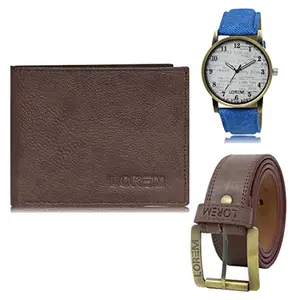 LOREM Watch-Artificial Leather Belt & Wallet Combo for Men (Fz-Lr28-Wl12-Bl02)