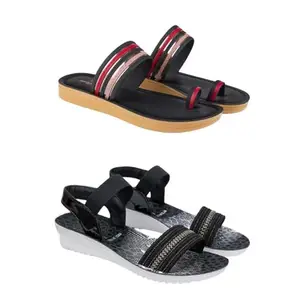 ZENWEAR Extra Soft Classic Casual wear with Flexibility Technology Flip-Flop Combo for Women's/Girl's(6144+1931)(8) Multicolor