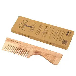 OROSSENTIALS Organic Kacchi Neem Handle Wooden Comb For Men's & Women's (Pack of 1)