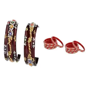 Somil Elegant Combo Bangles For Women & Girls | Stylish Bangles Set For Everyday & Functions, Pack Of 14, Maroon, Red -B493