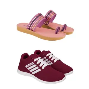 ZENWEAR Extra Soft Classic Casual wear with Flexibility Technology Flip-Flop Combo for Women's/Girl's(6145+1703)(4) Multicolor