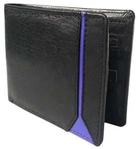 Men Black Pure Leather RFID Wallet 5 Card Slot 2 Note Compartment