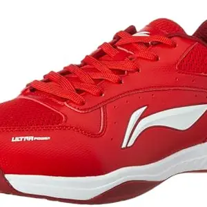 Li-Ning Ultra Power Non-Marking Badminton Shoe|Indoor Sports|Stability Heel, Prototypical Sole, Lightweight Shoe (RED/White,UK 4)