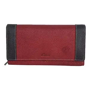 Leatherman Fashion LMN Genuine Leather Women's Red Black Wallet 5 Card Slots