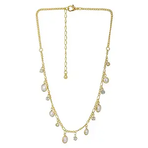 Carlton London Gold-Plated & White CZ Studded Charm Necklace