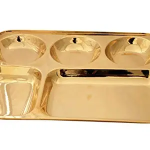 Parik Enterprises Parik Enterprises Brass Food Plate Five in One Plate (Gold)) (Size: 3x27x3) (2)