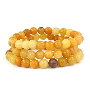 Reiki Crystal Products Natural Golden Quartz Bracelet, Golden Quartz Stone Bracelet, Semi Precious Combo Crystal Gemstone Layered Bracelets for Men and Women Pack of 3 pc