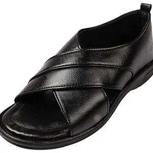 Onbeat Men's Diabetic Black Formal Sandal (Black, numeric_9)