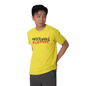 Streetfluencer Stylish Printed Round Neck Cotton Half Sleeve T-Shirt for Men Yellow