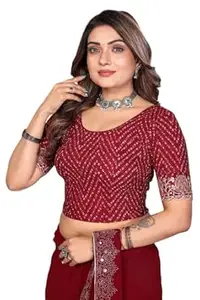 SANMATI CREATION Sanmati Stylish Lycra Roundneck Stretchable Blouse for Women | Short Sleeve Non-Padded Pullover | Lycra Saree Top | Round Neck