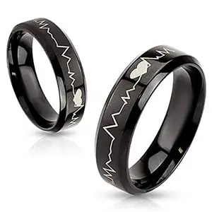 Stainless Steel Couple Band Ring for Women & Girls (Black)