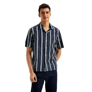 Levi's Men's Striped Relaxed Fit Shirt (A8765-0042 Blue