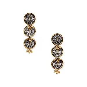 Voylla Gullak Coin Styled Dangler Earrings