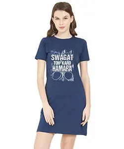 Stylish Cotton Blend Printed T-Shirt for Women | Casual Wear | Soft & Comfortable Fabric | Trendy Short Sleeve (Navy Blue_X-Large_Pack of 1)#4810