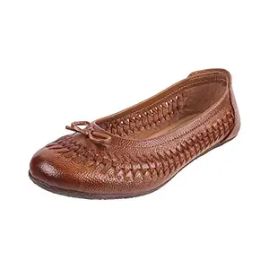 Metro Womens Leather Rust Ballerinas (Size (7 UK (40 EU))