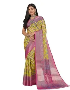 ANZU Women’s Fancy Geometric Print Chiffon Brasso Saree With Designer Border And Unstitched Blouse Piece | Lightweight & Comfortable Fabric | Casual Wear | Printed Saree