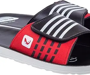 WALKAROO WG5319 Mens Slipper for dailywear and regular use slides for Indoor & Outdoor - Black Red