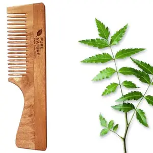 Kachhi Neem Wooden Comb For All Type Hair - Soaked in 20 Herbs For Hair Growth Neem Wooden Comb | Hair Comb S-Shaped Wooden Comb For Women & Men