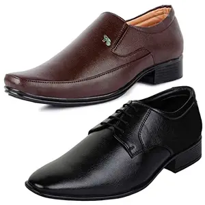 Attractive Formal Shoes/Party Shoes/ 2 Shoes Combo with Free 2 Belt for Men and Boys (BAZAAR10114_PV-LNG-301) Multicolor