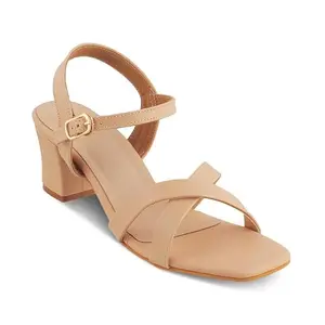 tresmode 239-ROCHE BEIGE WOMEN DRESS BLOCK HEEL SANDALS EU/38 UK/5