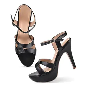Froh Feet Fashion Black Heel Sandals Comfortable Sole for Womens & Girls