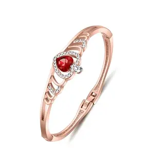 Shining Diva Fashion Valentine Gift For Girlfriend Latest Stylish Rose Gold Plated Crystal Bangle Bracelet for Women and Girls (16266b)