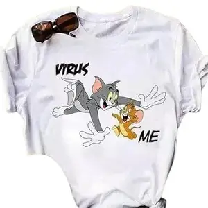 Women's Round Neck White Printed T-Shirt New_WPRNT#014-White_M