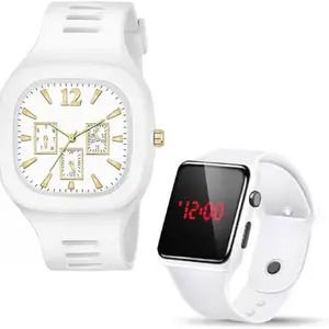 GIFFEMANS New Attractive Brand Quality Square White Dial Analogues Silicone Strap