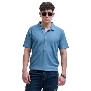 SNITCH Blue Polo Textured T-Shirts